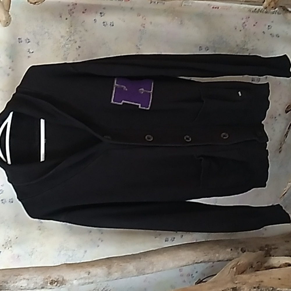 Krew Men's Freshman Academia Patch Detail Button Up Long Sweater Cardigan Size M